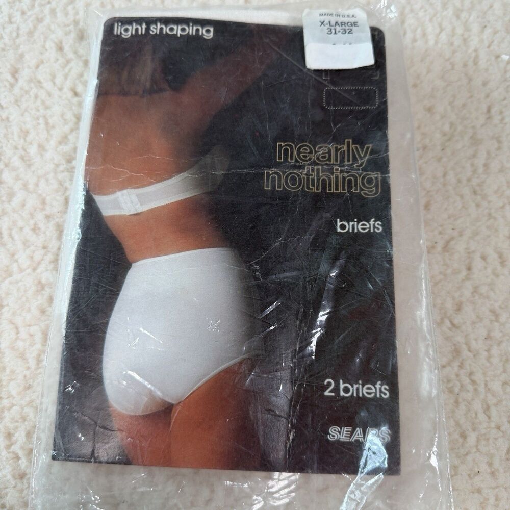 Sears Very Light Shaping New Nylon 2 Pair Brief Granny Panties White Size XL